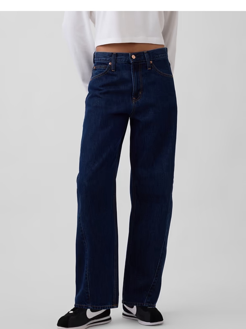 GAP Dark Wash Barrel High-Rise  Jeans - Petite length